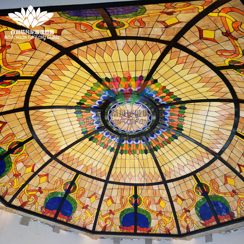 彩色琉璃客廳穹頂酒店別墅玄關隔斷背景牆彩繪教堂藝術玻璃吊頂在類目 基礎建材, 玻璃, 藝術玻璃中 - 來自Buy2taobao.com提供專業的淘寶代購服務