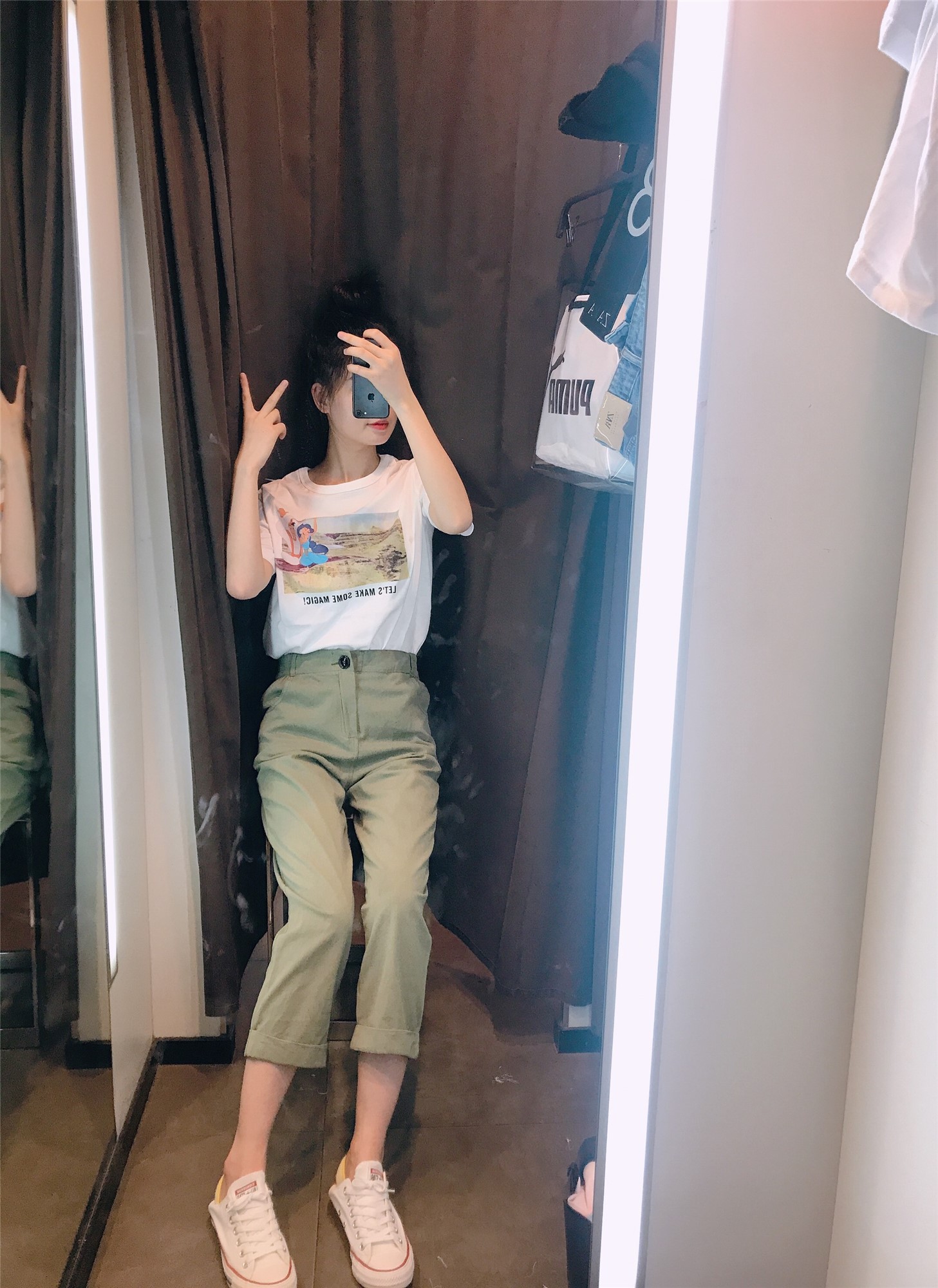 Doodle in Europe and America 2019 New President Army green work clothes Nine points Wide leg pants Casual pantsin the Women's clothing/Boutique , Pants , Casual pants category - from Buy2taobao.com to provide professional Taobao agent buy service