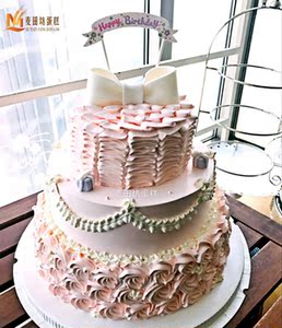 麦田坊南京蛋糕配送女宝百天周岁生日蛋美女生