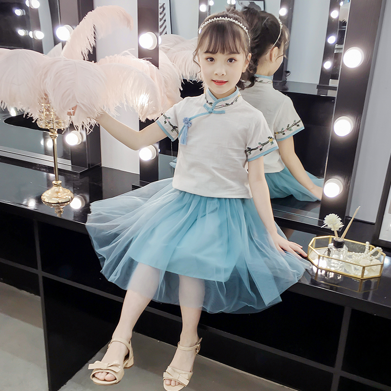 女童汉服夏季小孩复古公主裙中国风儿童唐装中大童襦裙超仙两件套在类目 童装/婴儿装/亲子装, 儿童旗袍/唐装/民族服装, 唐装中 - 来自Buy2taobao.com提供专业的淘宝代购服务