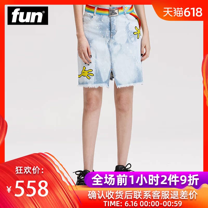 Fun Chaopai Denim skirt 2019 Spring and summer New products SpongeBob SquarePants Youth tassels Short skirt NQ092N1L1in the Women's clothing/Boutique , Skirts category - from Buy2taobao.com to provide professional Taobao agent buy service