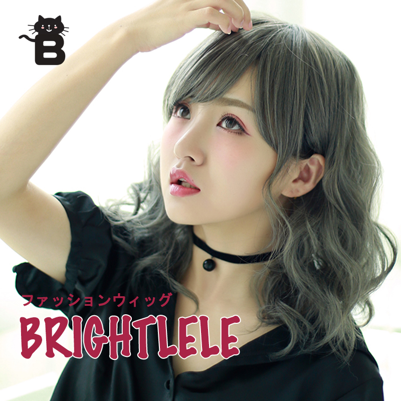 Brightlele日本时尚假发 可爱卷发梨花头泡面卷中发灰色假发女在类目 美发护发/假发, 假发, 整顶假发中 - 来自Buy2taobao.com提供专业的淘宝代购服务
