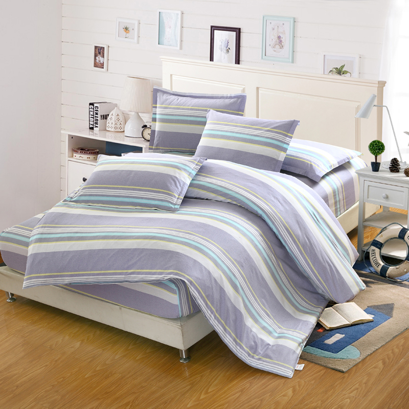 Four piece suit pure cotton Cotton The bed Supplies Light colour stripe sheet Bed cover Bed skirt Bedspread 4 sets Group purchasein the Bedclothes , Bedding Sets/Family of four/Multiple sets of category - from Buy2taobao.com to provide professional Taobao agent buy service
