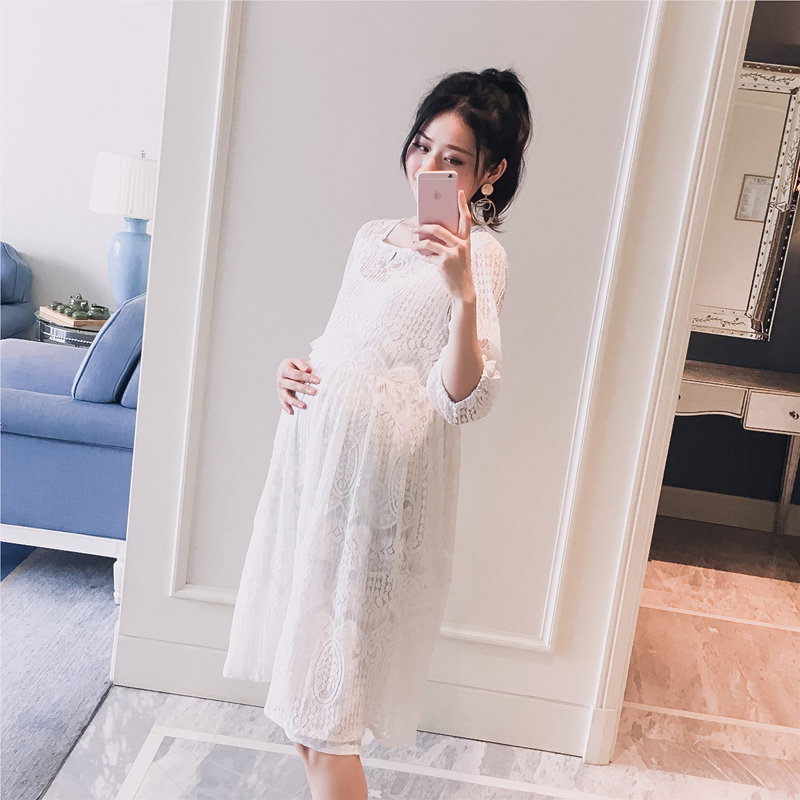 maternity dress 2019 spring clothes new pattern Korean Edition Lace camisole fashion Three Quarter Sleeve pregnant woman Dress Two piece setin the Maternity/Maternal supplies/Nutrition , Maternity , Dress category - from Buy2taobao.com to provide professional Taobao agent buy service