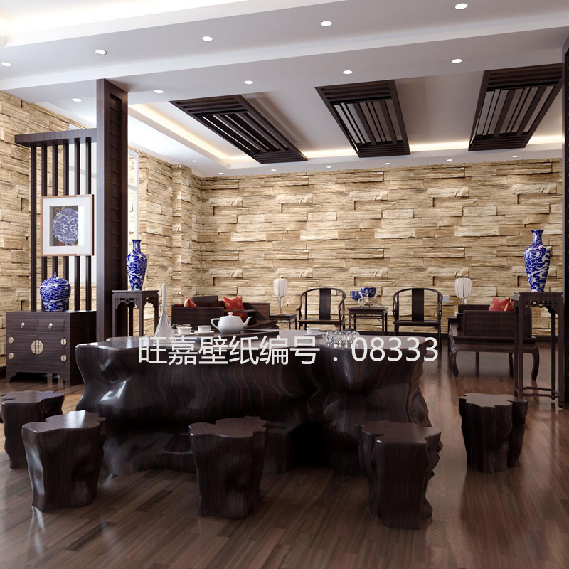凹凸立体中式仿砖砖纹茶楼点缀壁纸客厅电视墙背景复古砖块墙纸在类目 家装主材, 墙纸, PVC墙纸中 - 来自Buy2taobao.com提供专业的淘宝代购服务