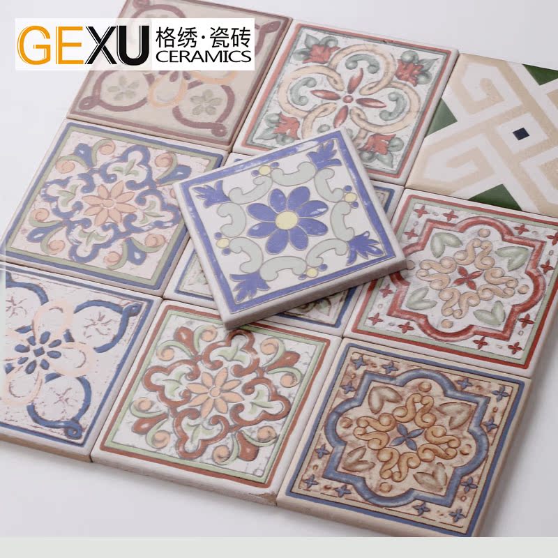 原坯圆边复古小方砖仿古砖贴花纸工艺仿古腰线花片哑光小花砖100|ruв категории награду материалов, керамическая плитка, плитка декоративные аксессуары, цветы лист - от Buy2taobao.com для оказания профессиональной услуги покупки агента Taobao