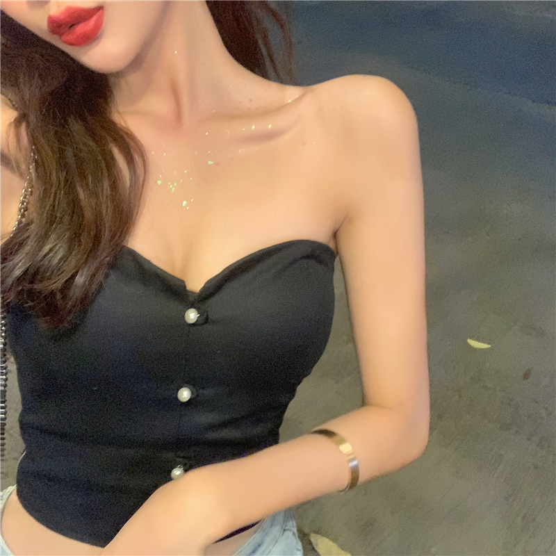 港味chic 后背交叉系带短款抹胸上衣女修身性感露肩裹胸打底外穿|ruв категории Женская одежда, Топика - от Buy2taobao.com для оказания профессиональной услуги покупки агента Taobao