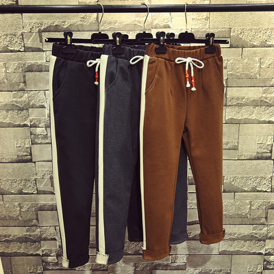 女童冬装裤子加绒加厚毛呢中大儿童裤子宝宝棉裤女孩打底裤哈伦裤