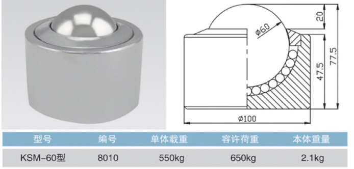 廠家直銷 重型萬向輸送球KSM60圓形萬向球軸承滑輪在類目 五金/工具, 機械五金, 軸承附屬件, 鋼珠/滾珠中 - 來自Buy2taobao.com提供專業的淘寶代購服務