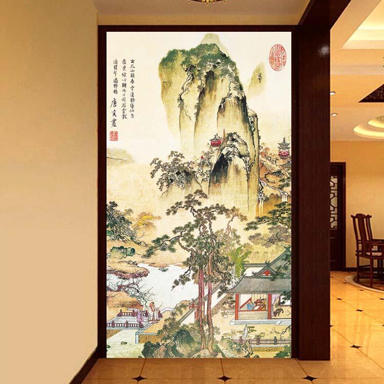Hand drawn Chinese style mural Chinese painting background Entrance landscape Wall paintings Yin works wallpaper Frameless paintings Vertical version Aislein the Decoration main material , Wallpaper , Custom mural category - from Buy2taobao.com to provide professional Taobao agent buy service