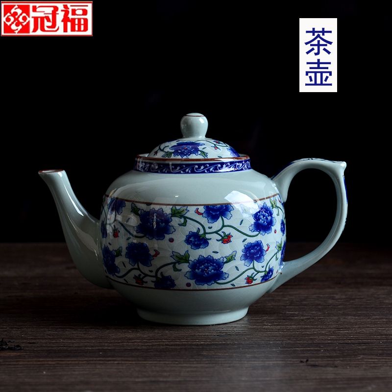 釉中彩陶瓷 景德镇泡茶壶青花 饭店 过滤 冠福青古瓷二号茶壶在类目 餐饮具, 茶具, 茶壶中 - 来自Buy2taobao.com提供专业的淘宝代购服务