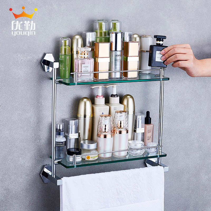 You Qin All copper Dressers Free punch TOILET Shower Room Toughened glass Shower Room double-deck Shelf towel barin the Decoration main material , Toiletries , Bathroom Hardware/Pendant , Cosmetic shelf category - from Buy2taobao.com to provide professional Taobao agent buy service