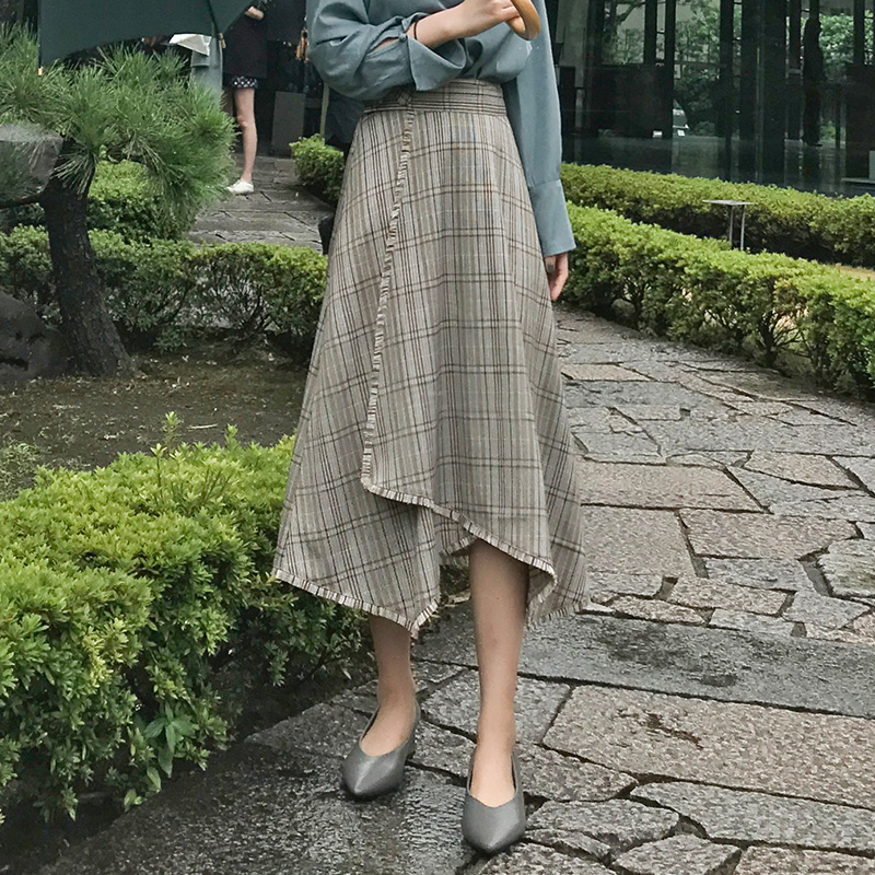 大喜自制2018秋冬新款chic不规则半身裙复古格子显瘦半身长裙女潮在类目 女装/女士精品, 半身裙中 - 来自Buy2taobao.com提供专业的淘宝代购服务