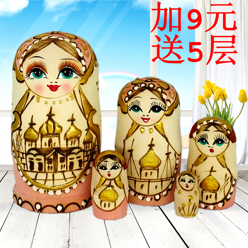 Matryoshka Russia Imported Genuine 5 Pure handwork Branded engraved Gilding Castle Dolls gift Basswoodin the Arts and crafts , Overseas Crafts , Russian specialties category - from Buy2taobao.com to provide professional Taobao agent buy service