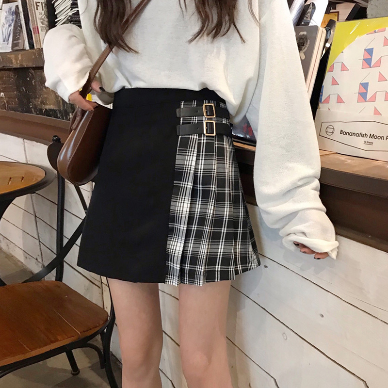 格子半身裙女春秋2019新款裙子韩版显瘦高腰百褶裙A字裙短裙学生在类目 女装/女士精品, 半身裙中 - 来自Buy2taobao.com提供专业的淘宝代购服务