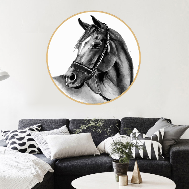 diy number Oil Painting Fine horse Hand painting a living room Decorative painting Hanging picture Three-mile Triplet own Coloring circular Inner framein the Home accessories , Decorative painting , DIY/Digital painting category - from Buy2taobao.com to provide professional Taobao agent buy service