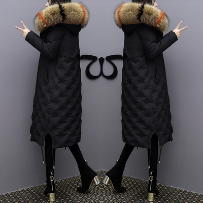 羽绒服女中长款2017冬装新款韩版过膝修身显瘦超大毛领加厚外套潮