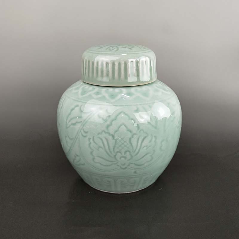 90 Decade Celadon Tea pot Peony Jewelry jar Jar Half a catty of tea cans Collection ornamentsin the Tableware , Tea set , Tea caddy category - from Buy2taobao.com to provide professional Taobao agent buy service