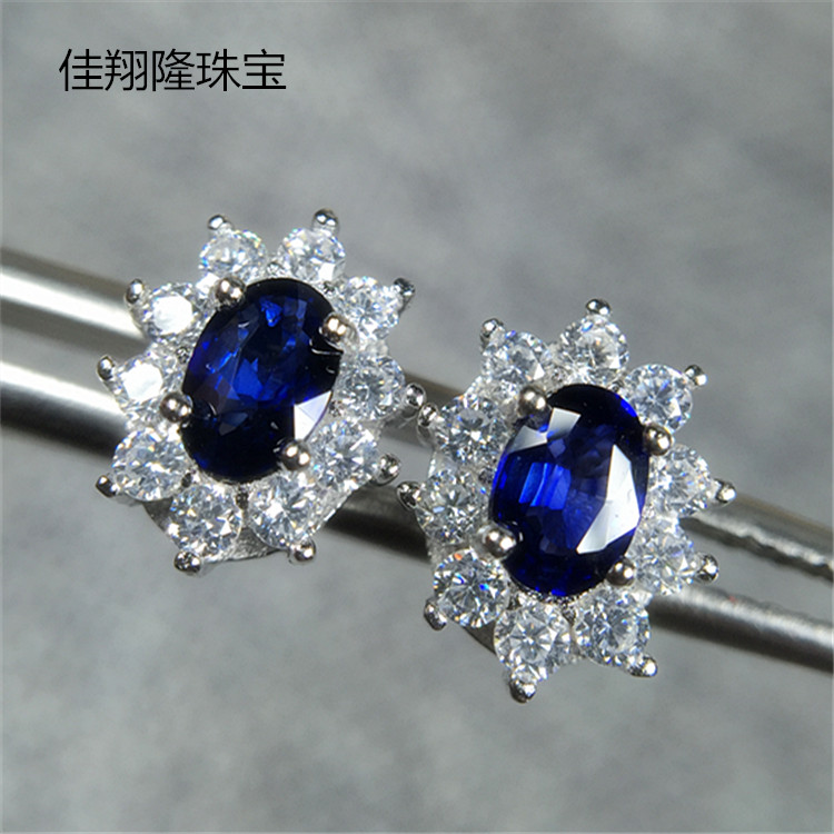 蓝宝石耳钉 s925银镀 18k金镶嵌 斯里兰卡蓝宝石耳钉 纯银耳坠|msdalam kategori barang kemas/berlian/Emerald/emas, batu-batu berwarna/batu permata, anting-anting - dari Buy2taobao.com untuk memberikan perkhidmatan ejen Taobao profesional membeli