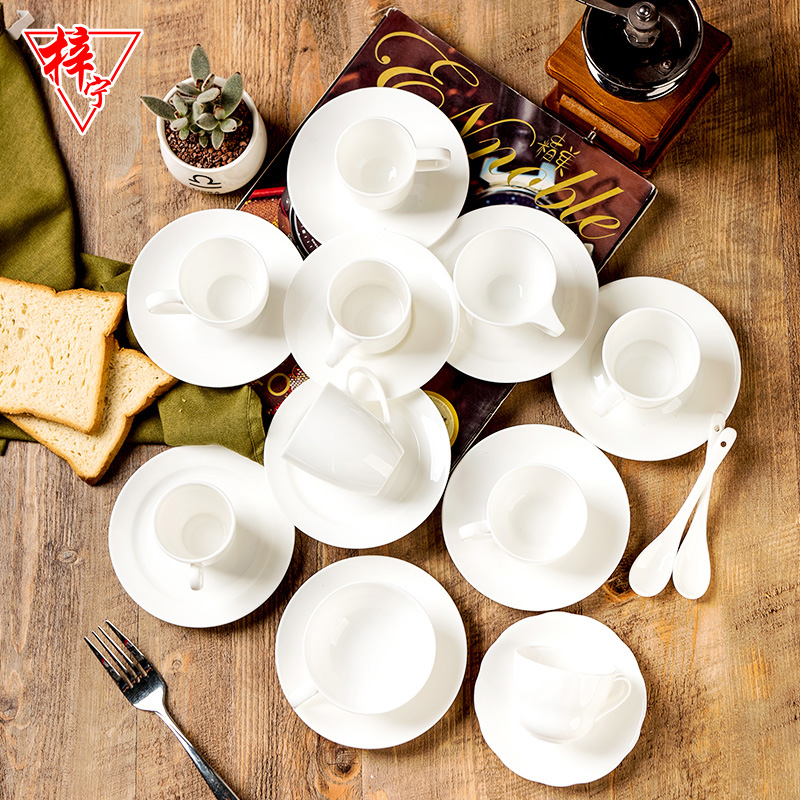 纯白骨瓷家用商务简约陶瓷欧式茶杯轻奢小杯子意式浓缩咖啡杯杯碟在类目 餐饮具, 咖啡器具, 咖啡杯中 - 来自Buy2taobao.com提供专业的淘宝代购服务