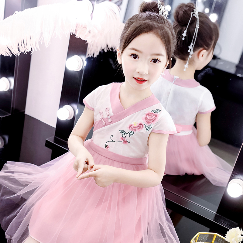 女童连衣裙2019新款夏装中国风儿童纱裙汉服超洋气绣花裙子唐装潮|ruв категории Детская одежда, детей ципао/костюм/национальная одежда, костюм - от Buy2taobao.com для оказания профессиональной услуги покупки агента Taobao