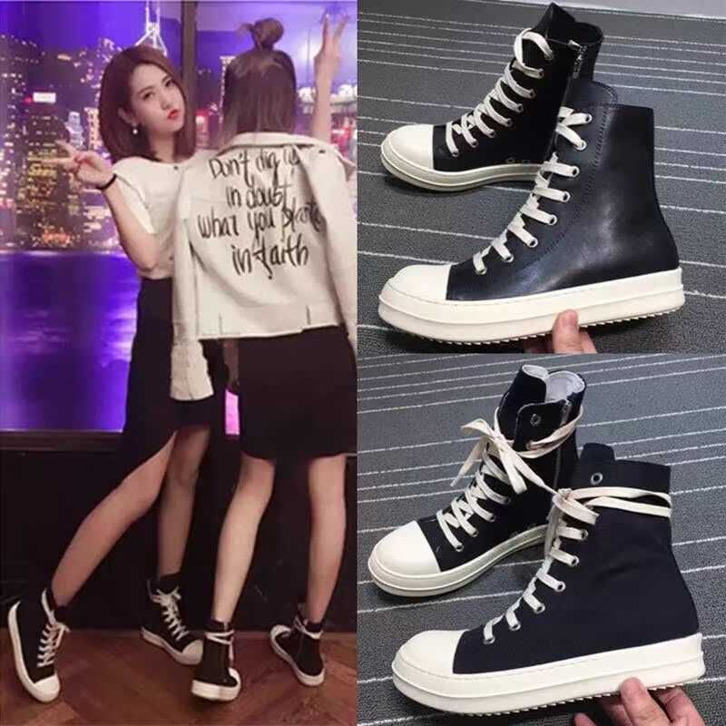Europe station Autumn and winter Net Red Bootie RO Gaobang canvas Male stars Same item genuine leather The thickness of the bottom leisure time Lovers' shoesin the Women's Shoes, High shoes category - from Buy2taobao.com to provide professional Taobao agent buy service