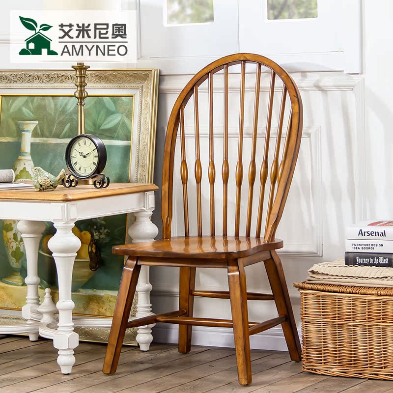 Amy Mourinho New products Small apartment Mediterranean Sea American style rural solid wood Dining chair Countryside Three Guarantees Home BL029in the Residential furniture , Class Seats , Chairs , Chair category - from Buy2taobao.com to provide professional Taobao agent buy service