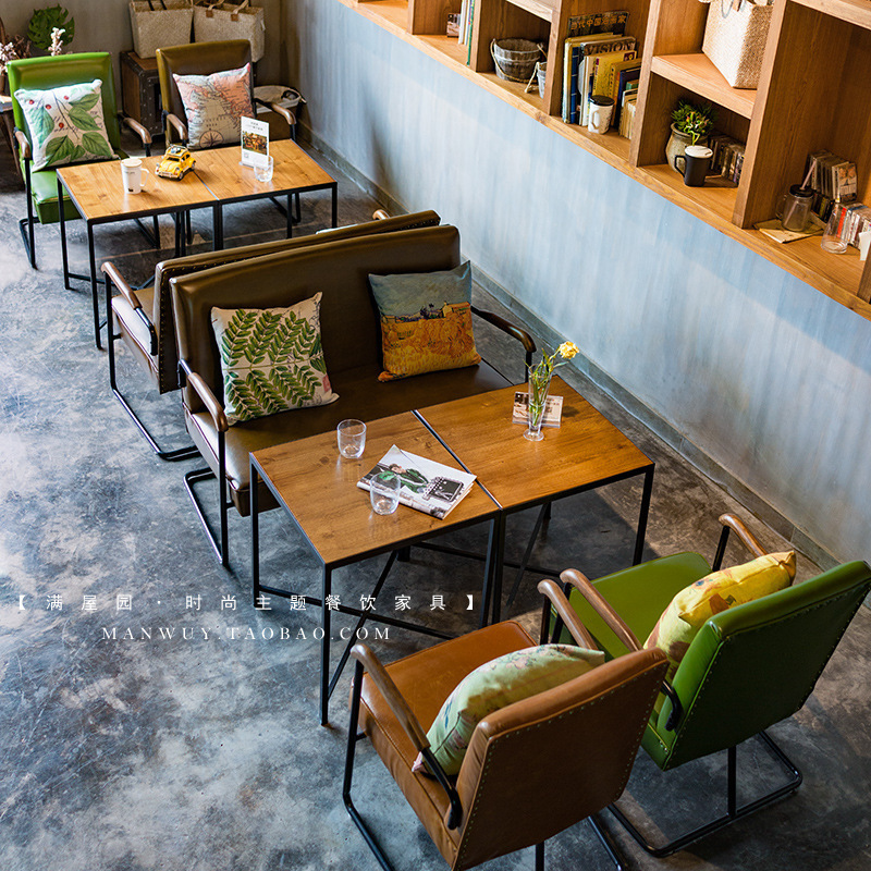 customized Café sofa cassette Tables and chairs combination leisure time Industrial wind Western Restaurant Net Red Tea shop bar sofain the Residential furniture , Furniture , Study Furniture , Book tables and chairs+Bookcase+Leisure sofa category - from Buy2taobao.com to provide professional Taobao agent buy service