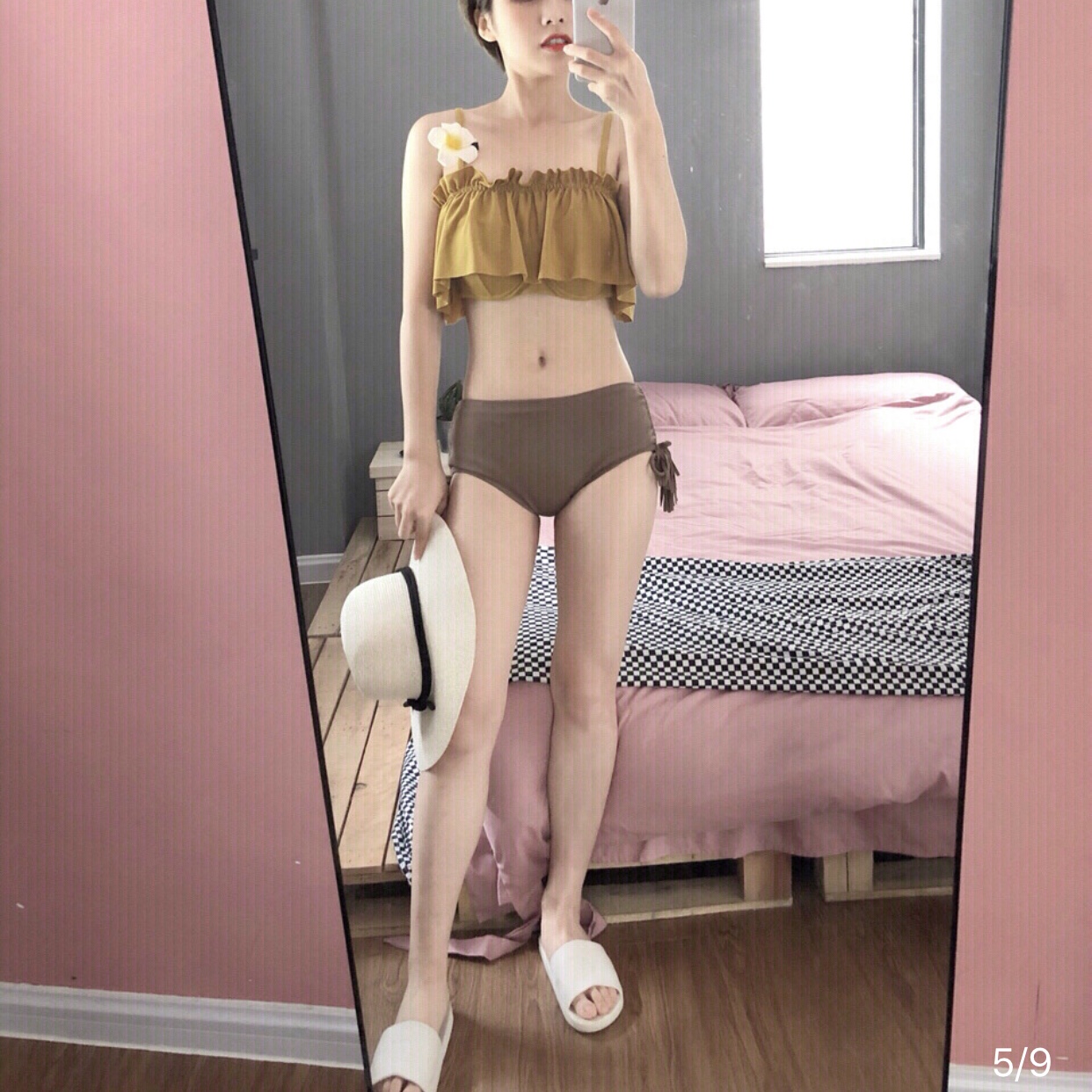 SOPHIE Retro Lotus leaf French Hit color yellow chic Paige Show thin Gather temperament Split swimsuitin the Sports/Yoga/Fitness/Fans supplies , Swim , Split swimsuit category - from Buy2taobao.com to provide professional Taobao agent buy service