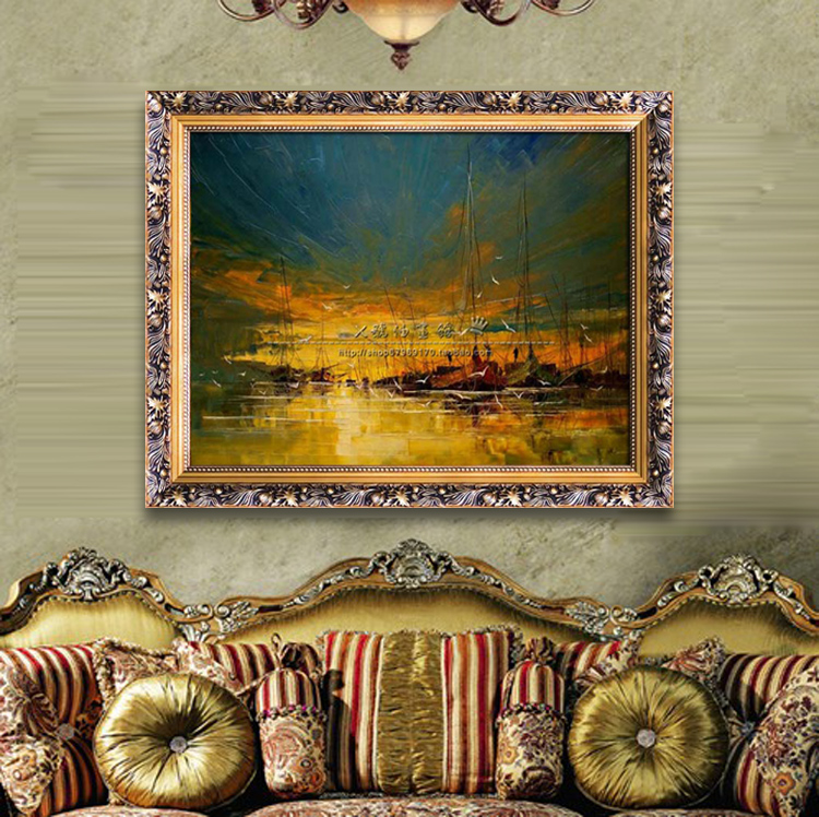 古现代油画 欧式客厅餐厅书房装饰壁画 帆布无框画抽象 夕阳帆船|msdalam kategori Aksesori rumah, lukisan hiasan, lukisan minyak - dari Buy2taobao.com untuk memberikan perkhidmatan ejen Taobao profesional membeli