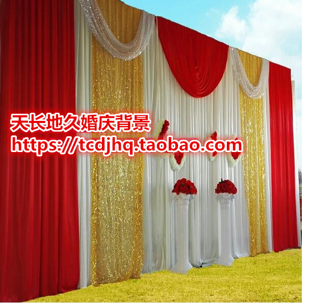 大红亮片婚庆婚礼舞台背景会场场景布置幕布布幔纱幔道具用品在类目 节庆用品/礼品, 其它节庆用品中 - 来自Buy2taobao.com提供专业的淘宝代购服务