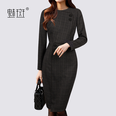 魅斑2018新款气质修身连衣裙职业女装名媛OL通勤中长款包臀一步裙