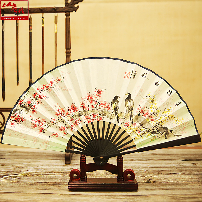 山越中国古风春满乾坤梅花宣纸扇子手绘扇子工艺折扇定制扇一尺扇|msdalam kategori rumah harian, Fan/kipas mini/Fitting/pad ais/ais kayu, Fan - dari Buy2taobao.com untuk memberikan perkhidmatan ejen Taobao profesional membeli