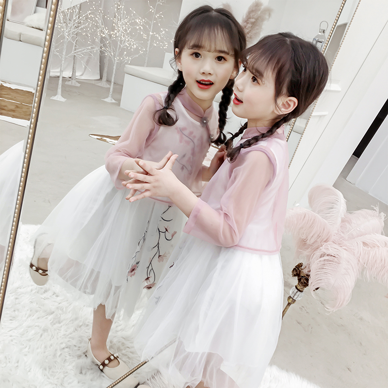 改良唐装女童夏装汉服古风樱花套装中国风古装儿童超仙童装小女孩|ruв категории Детская одежда, детей ципао/костюм/национальная одежда, костюм - от Buy2taobao.com для оказания профессиональной услуги покупки агента Taobao