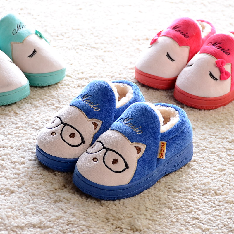 Family package with heavy-bottomed shoes, warm parent-child child home baby cotton-padded shoes for men and women cotton slippers indoor and outdoor