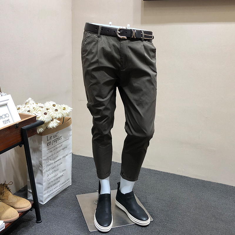 2019 Spring and summer Casual pants Trend Korean Edition Self cultivation Feet trousers man Youth work clothes Solid Ninth pantsin the Men's clothing, Casual pants category - from Buy2taobao.com to provide professional Taobao agent buy service