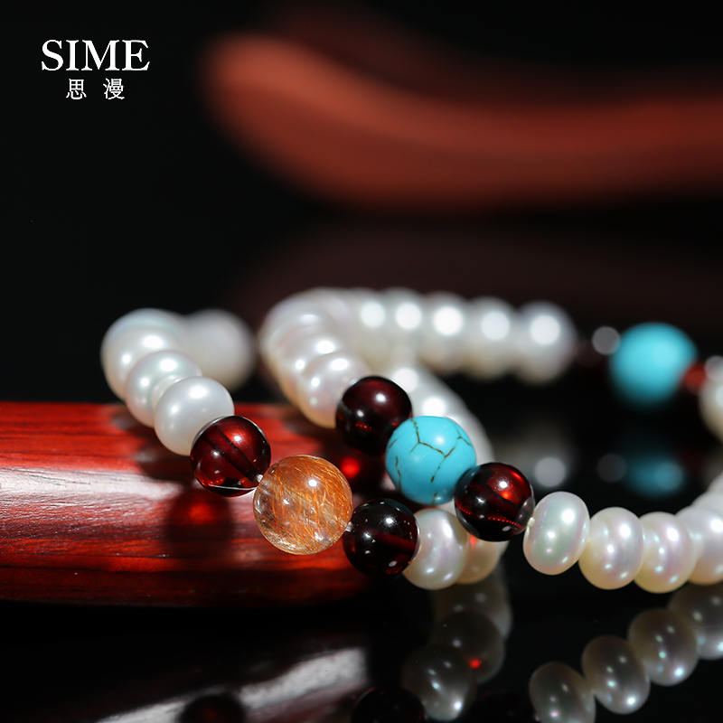 Sime/思漫ZB311 白色強光淡水珍珠串鏈手鏈 湖北綠松石鑲嵌送媽媽在類目 珠寶/鑽石/翡翠/黃金, 天然珍珠(新), 手飾中 - 來自Buy2taobao.com提供專業的淘寶代購服務
