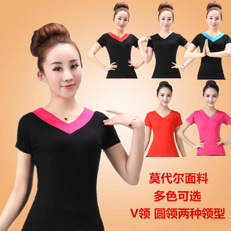 广场舞服装新款拉丁舞练功服 中老年瑜伽短袖上衣女装|ruв категории движение/йога/фитнес/фанаты товаров, танец/аэробика/гимнастика, больше танцы, больше танец одежды - от Buy2taobao.com для оказания профессиональной услуги покупки агента Taobao