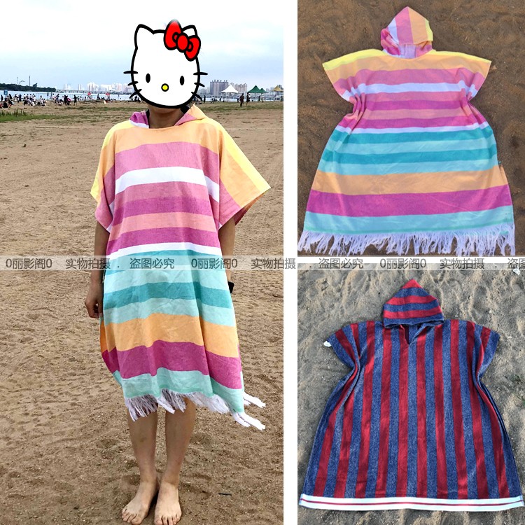 紗布毛圈 鬥篷浴袍純棉透氣易幹換衣大號遊泳防曬可穿浴巾吸水在類目 運動/瑜伽/健身/球迷用品, 游泳, 游泳裝備, 浴巾/吸水巾中 - 來自Buy2taobao.com提供專業的淘寶代購服務