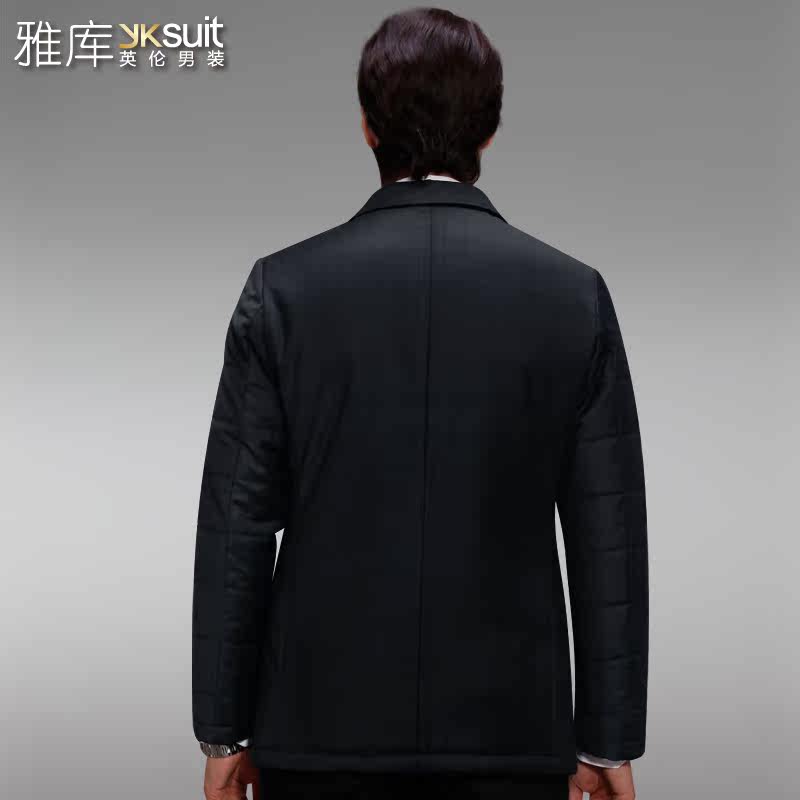 雅库 2013新款羊毛混纺男士西服<em>外套</em> <em>藏青色格</em>