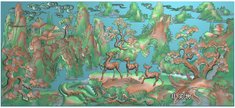 landscape Deer carving Pine Red-crowned crane Scenery animal House Spray screen Carved Figurein the Home accessories , Carving , Woodcarving category - from Buy2taobao.com to provide professional Taobao agent buy service