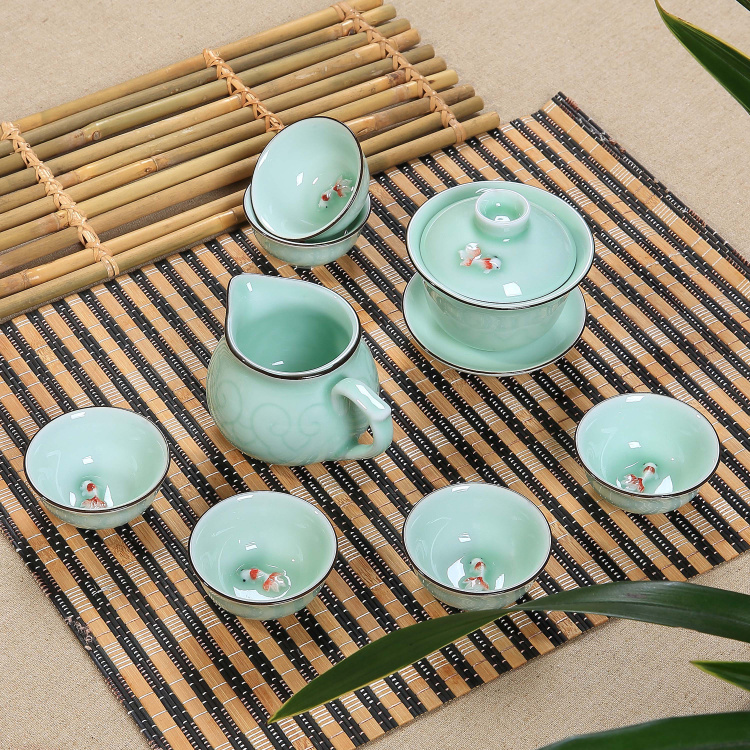 a complete set Kungfu Online Tea Set Longquan celadon ceramics Ruyao Binglie Cinnabar Quik teapot teacupin the Tableware , Tea set , Kung Fu Tea category - from Buy2taobao.com to provide professional Taobao agent buy service