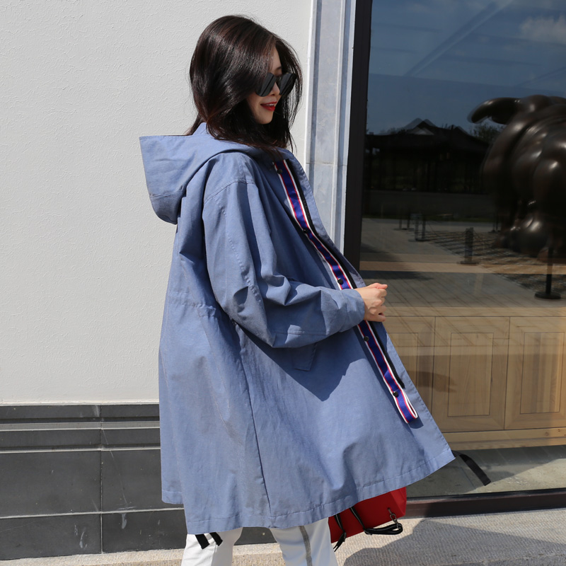 风衣女中长款春秋2019新款显瘦收腰宽松连帽韩版外套百搭休闲女士|ruв категории Женская одежда, ветровка - от Buy2taobao.com для оказания профессиональной услуги покупки агента Taobao