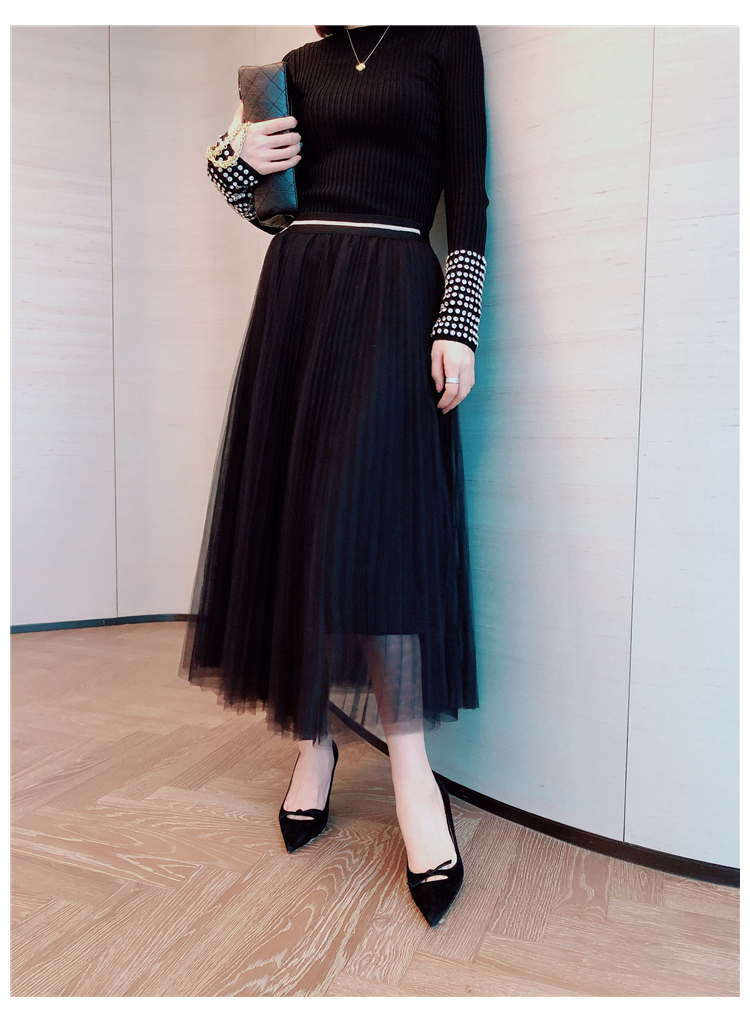 skirt 2019 spring clothes new pattern Pleated skirt Paige Mid length version black Show thin Yarn skirt A word skirtin the Women's clothing/Boutique , Skirts category - from Buy2taobao.com to provide professional Taobao agent buy service