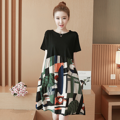 2018新品大码萝莉女装200斤棉麻连衣裙微胖妹妹仙裙宽松显瘦