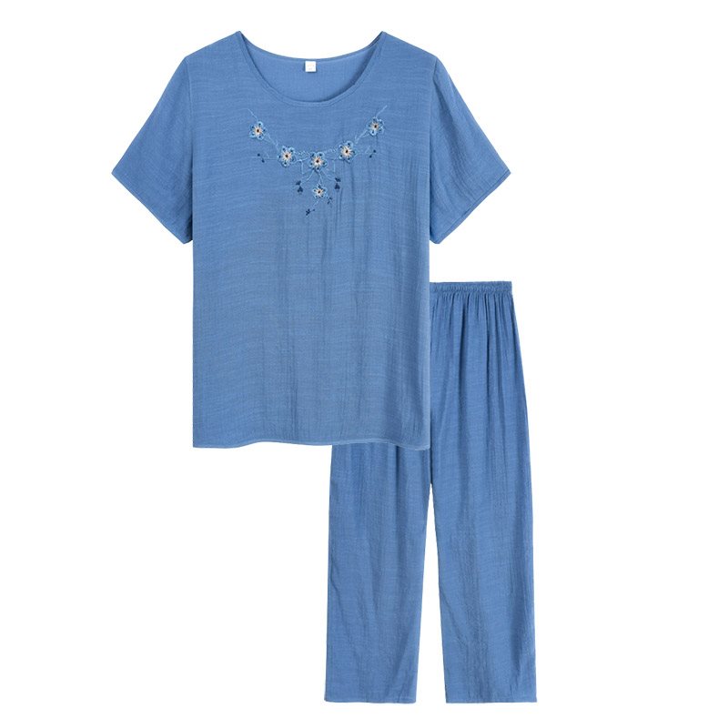 Middle and old age Cotton and hemp Two piece set mom Summer wear Cotton and hemp Embroidery suit Short sleeved grandma Flax Two piece setin the Women's clothing/Boutique , Middle-aged women category - from Buy2taobao.com to provide professional Taobao agent buy service