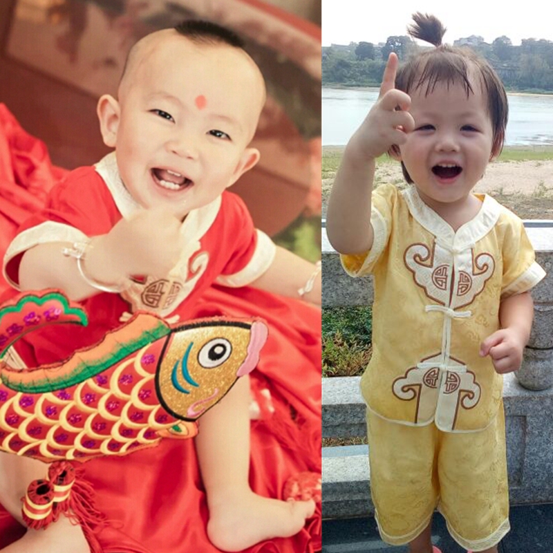 2019 Infants Children's clothing Boy Tang costume The little boy Cotton silk Air conditioning service Male baby One hundred days The age of full dressin the Children/Baby/Family fitted , Children's Robes/Costume/National costume , Costume category - from Buy2taobao.com to provide professional Taobao agent buy service