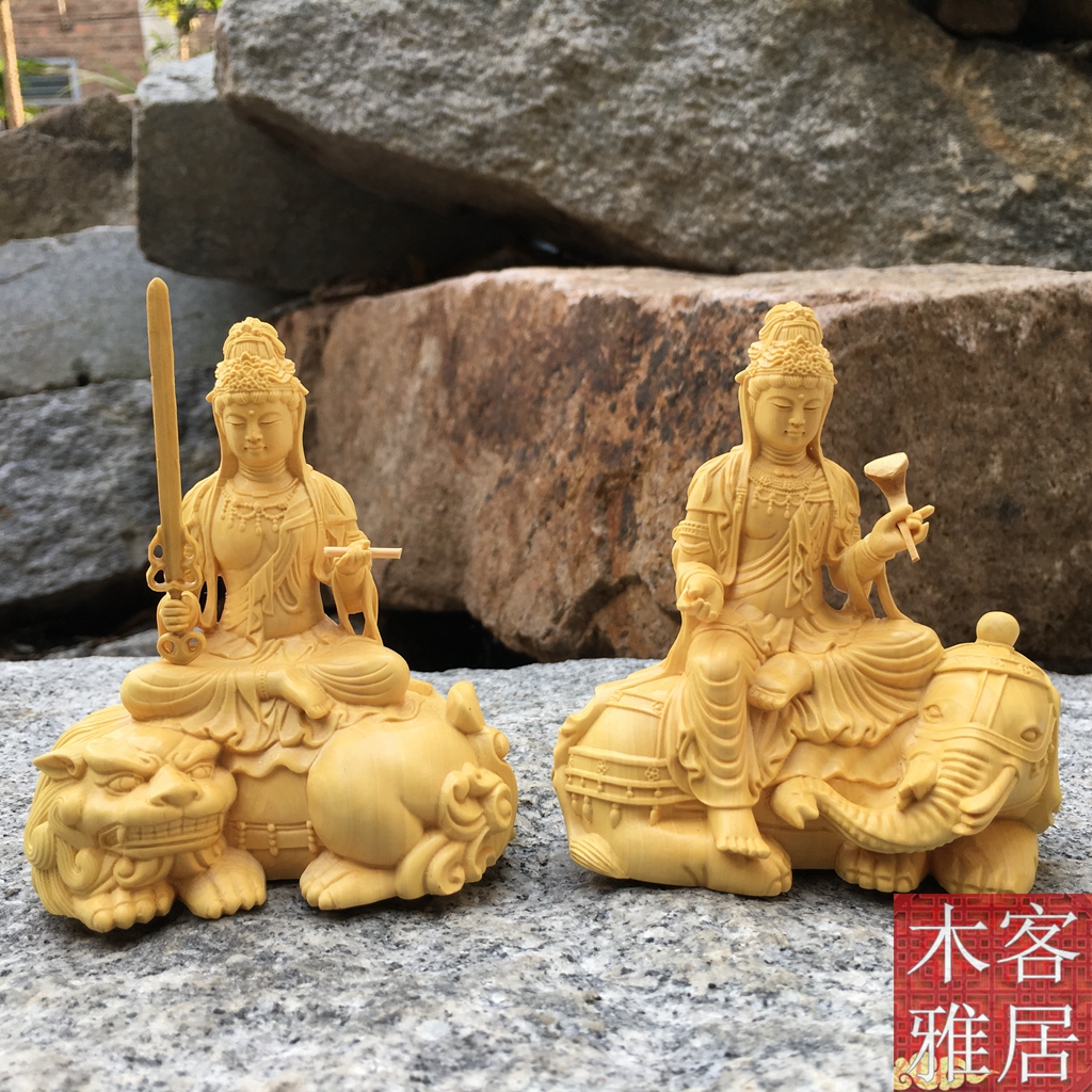 黄杨木雕刻人物佛像摆件实木文殊普贤菩萨观音神像工艺品车摆件|ruв категории Украшения,ювелирные изделия, украшения - от Buy2taobao.com для оказания профессиональной услуги покупки агента Taobao