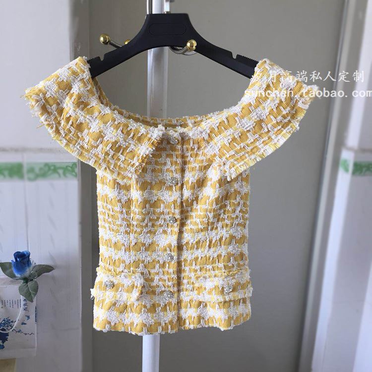 Women's wear 2019 Spring and summer Small fragrant wind Versatile Word collar Vest vest Tweed weave Show thin Vest Short coatin the Women's clothing/Boutique , Maga category - from Buy2taobao.com to provide professional Taobao agent buy service