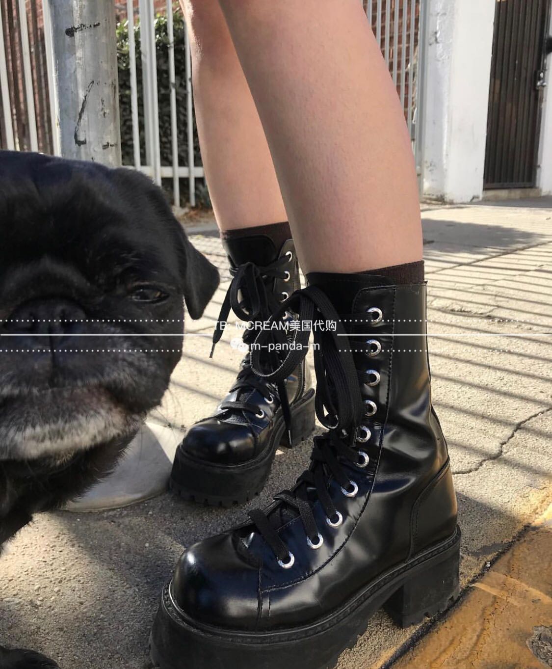 正品代购 UNIF 复古10孔高帮绑带皮靴|ruв категории Женская обувь, высокие ботинки - от Buy2taobao.com для оказания профессиональной услуги покупки агента Taobao